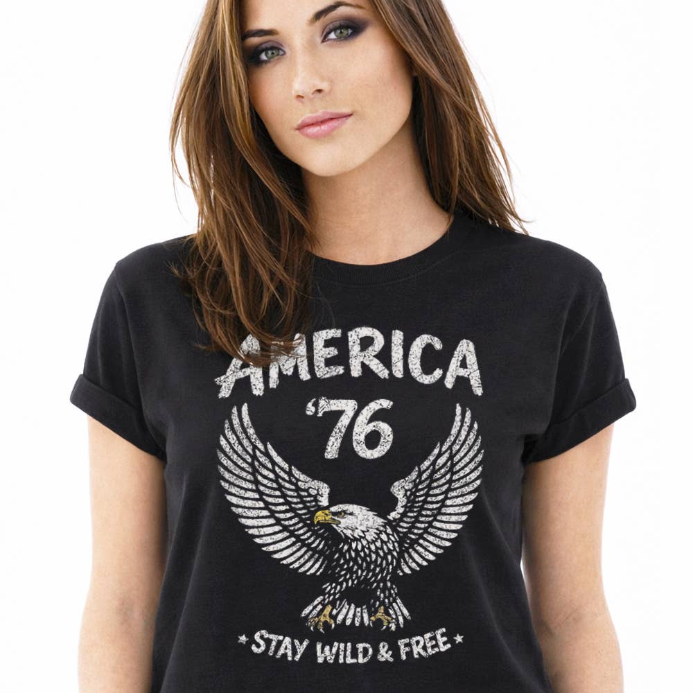 Johnny Threads America 76 Vintage Eagle USA Patriotic Graphic Tee Mens NEW