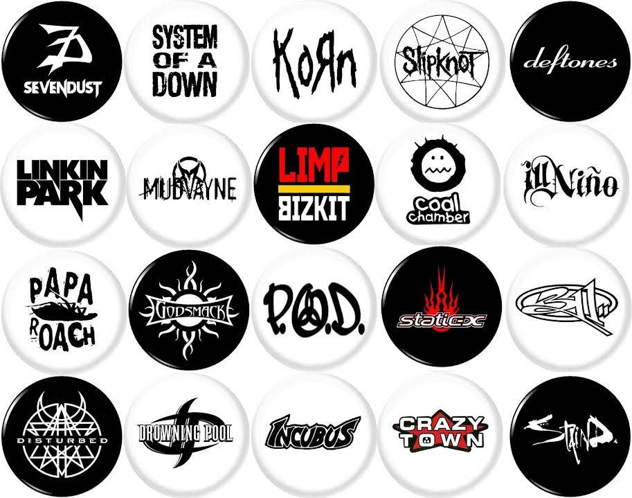 Pinbax Express - NU METAL music bands x 20 1" inch (25mm) pins rock 2000s 90s