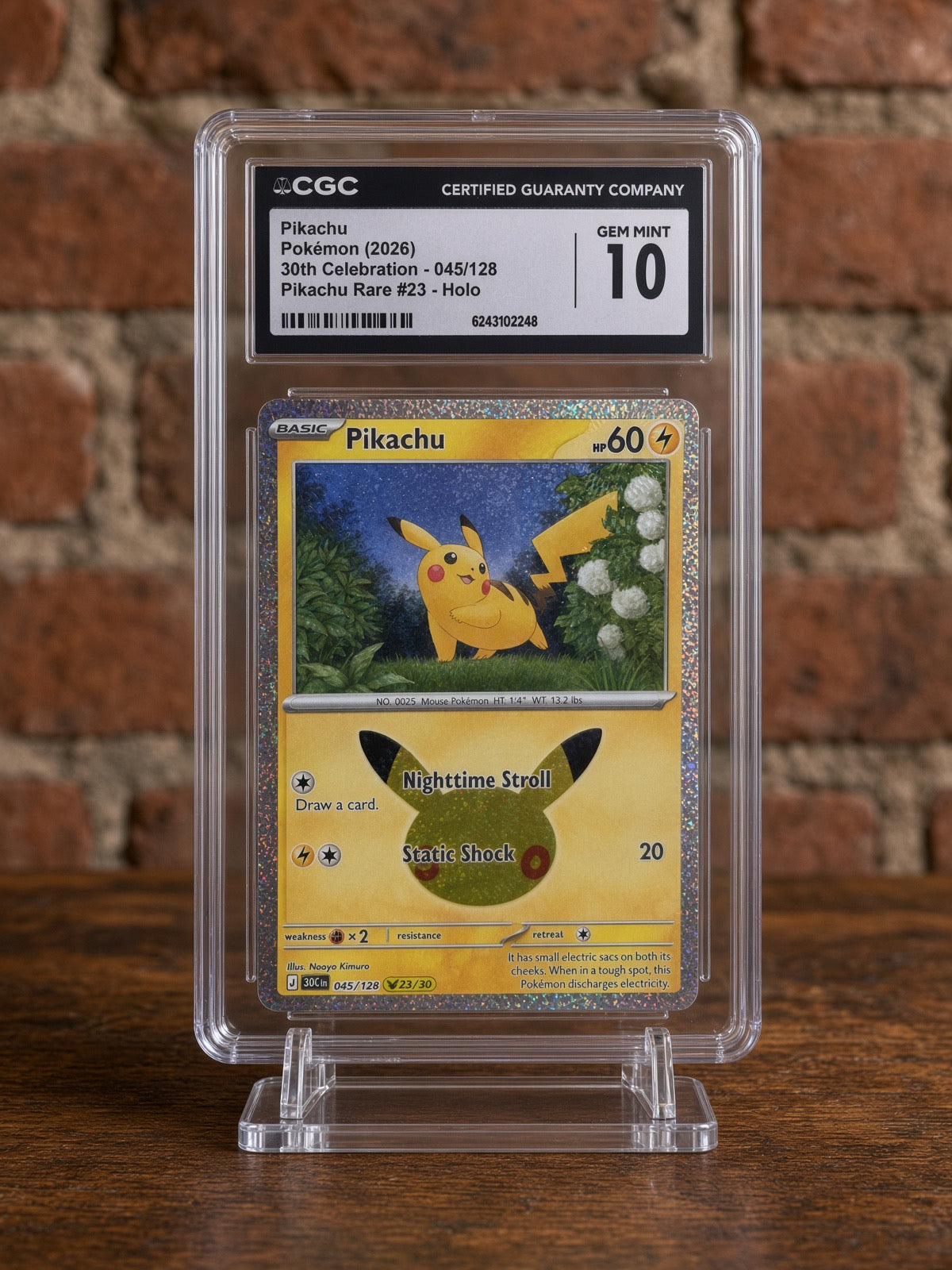 2026 Pokémon Pikachu 045/128 30th Celebration Holo – CGC 10 Gem Mint