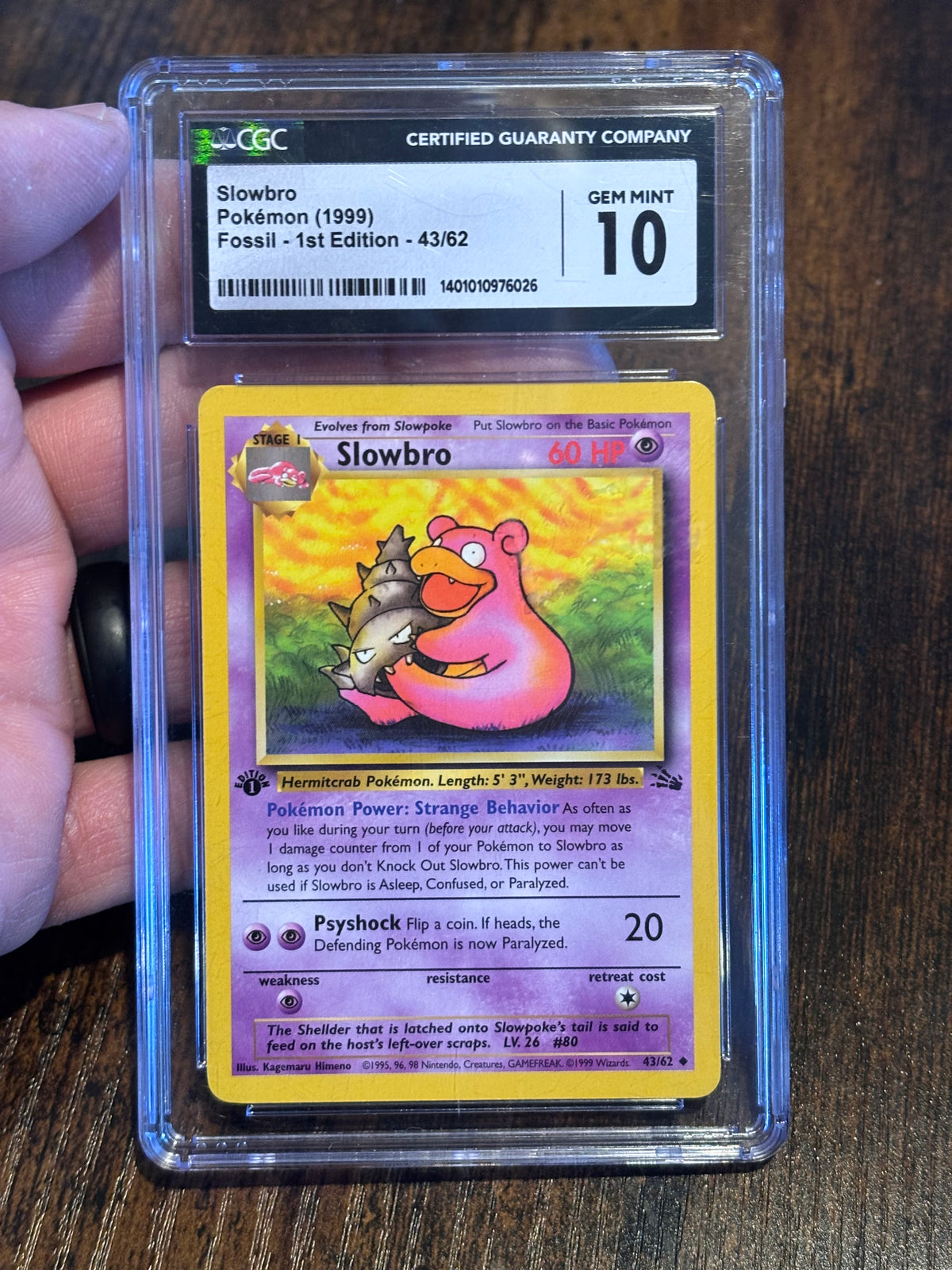 1999 Pokémon Slowbro 43/62 Fossil 1st Edition – CGC 10 Gem Mint