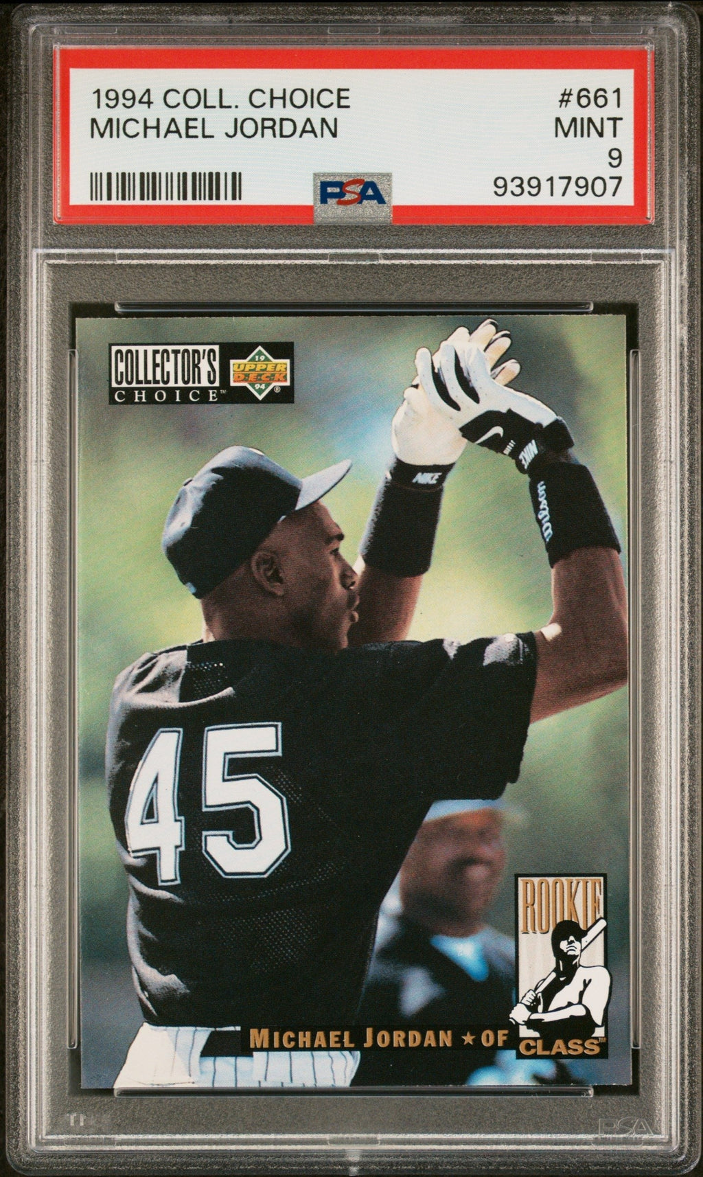 Graded 1994 Collector's Choice Michael Jordan #661 Rookie RC Baseball Card PSA 9 Mint