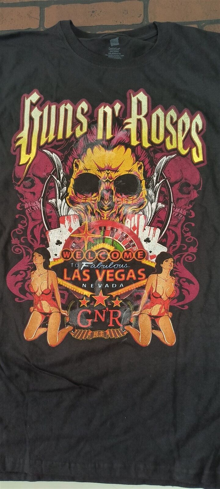GUNS N' ROSES-2012 Distressed Welcome to Fabulous Las Vegas T-shirt ~Never Worn~ graphic t-shirt — Mac's Retro Hub