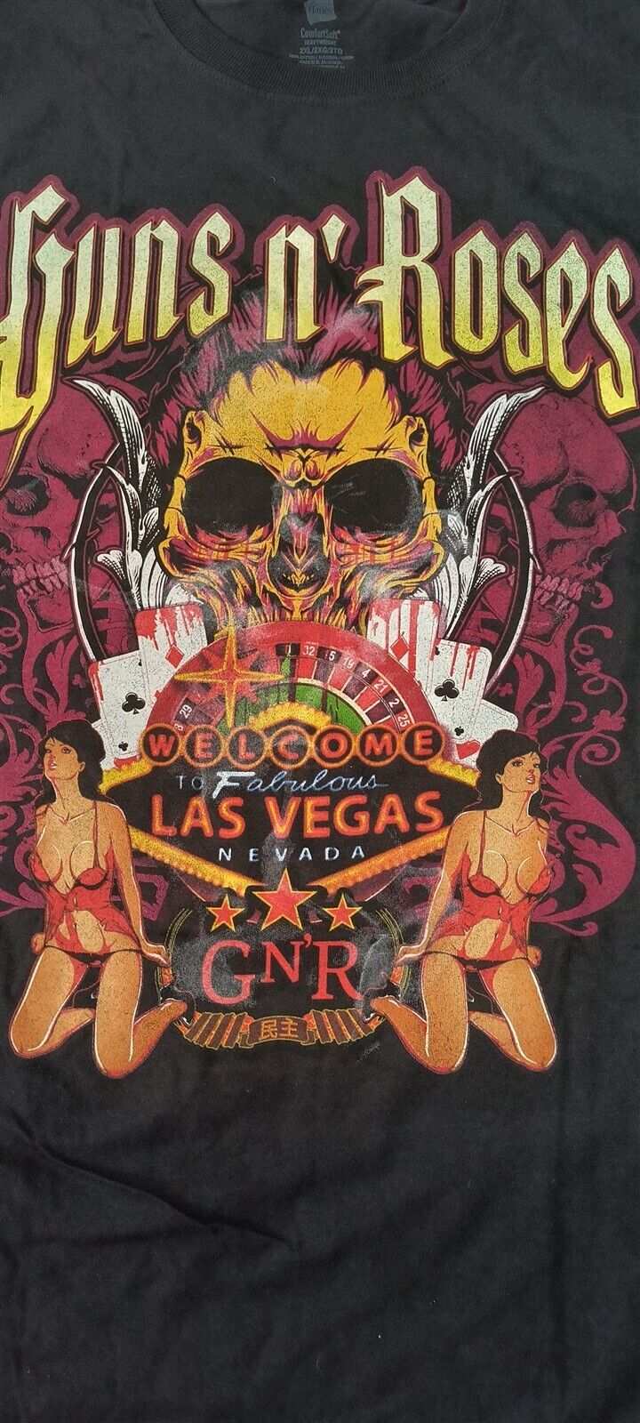 GUNS N' ROSES-2012 Distressed Welcome to Fabulous Las Vegas T-shirt ~Never Worn~ graphic t-shirt — Mac's Retro Hub