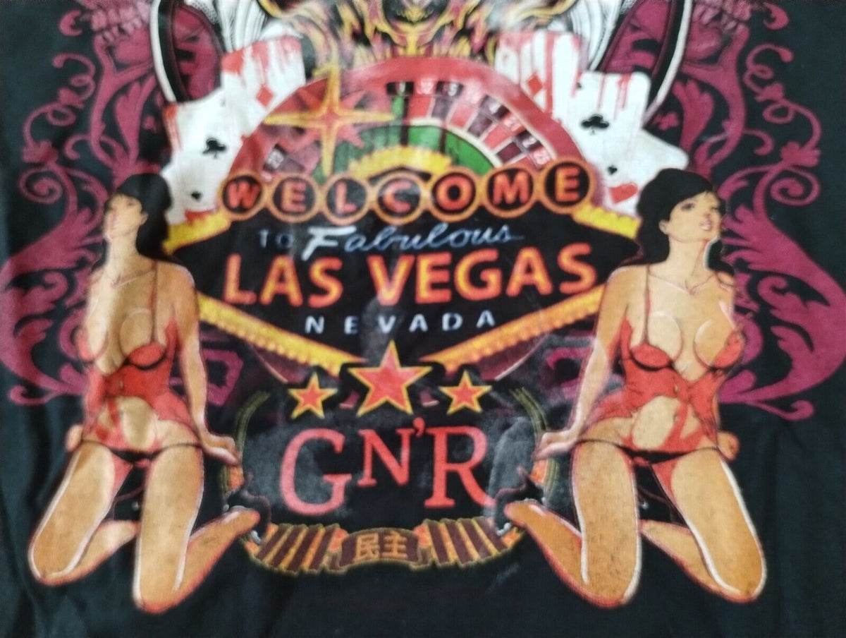 GUNS N' ROSES-2012 Distressed Welcome to Fabulous Las Vegas T-shirt ~Never Worn~ graphic t-shirt — Mac's Retro Hub