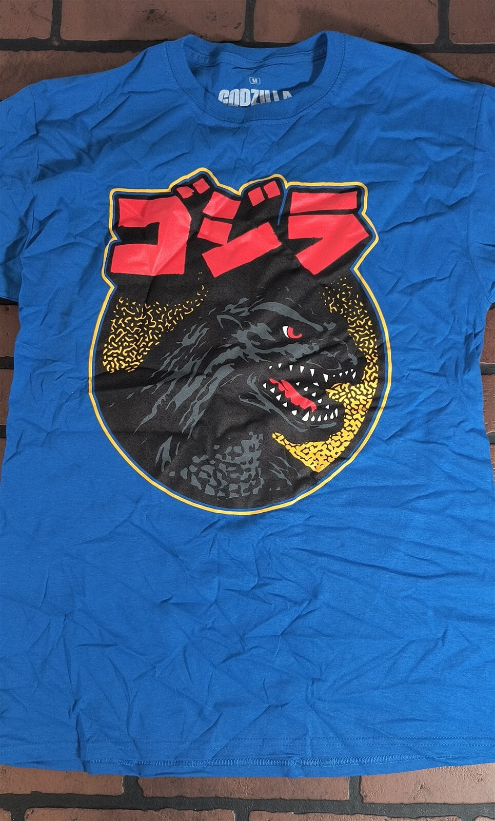 GODZILLA Japanese Headshot Blue T-shirt ~Never Worn~ S M L graphic t-shirt — Mac's Retro Hub