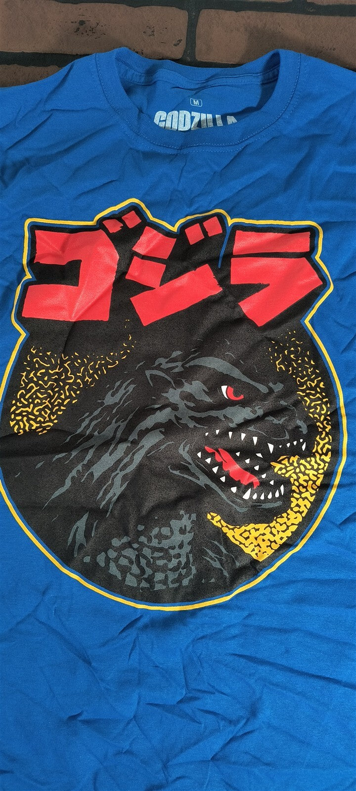 GODZILLA Japanese Headshot Blue T-shirt ~Never Worn~ S M L graphic t-shirt — Mac's Retro Hub