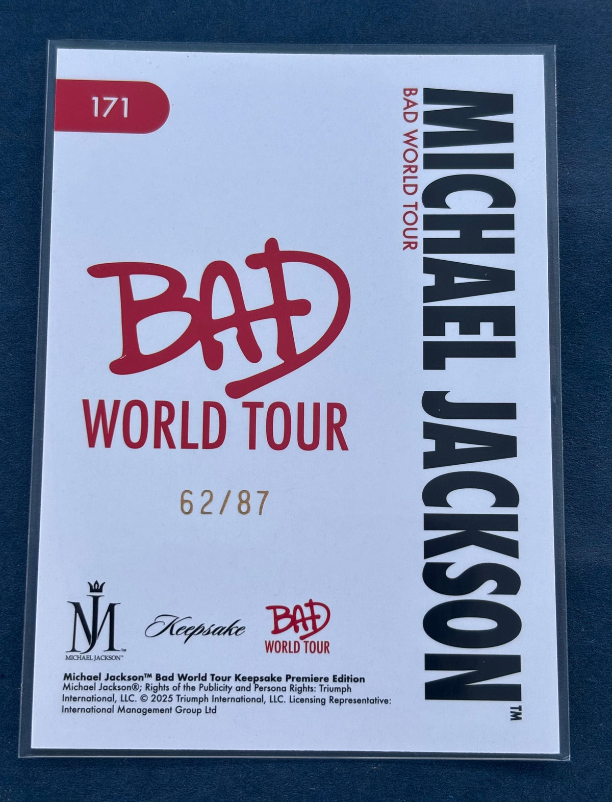 Michael Jackson Bad World Tour Keepsake Shattered Glass Parallel Card #171 - Numbered 62/87