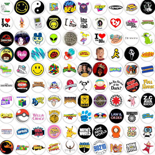 1990s Party Pin Buttons assortment