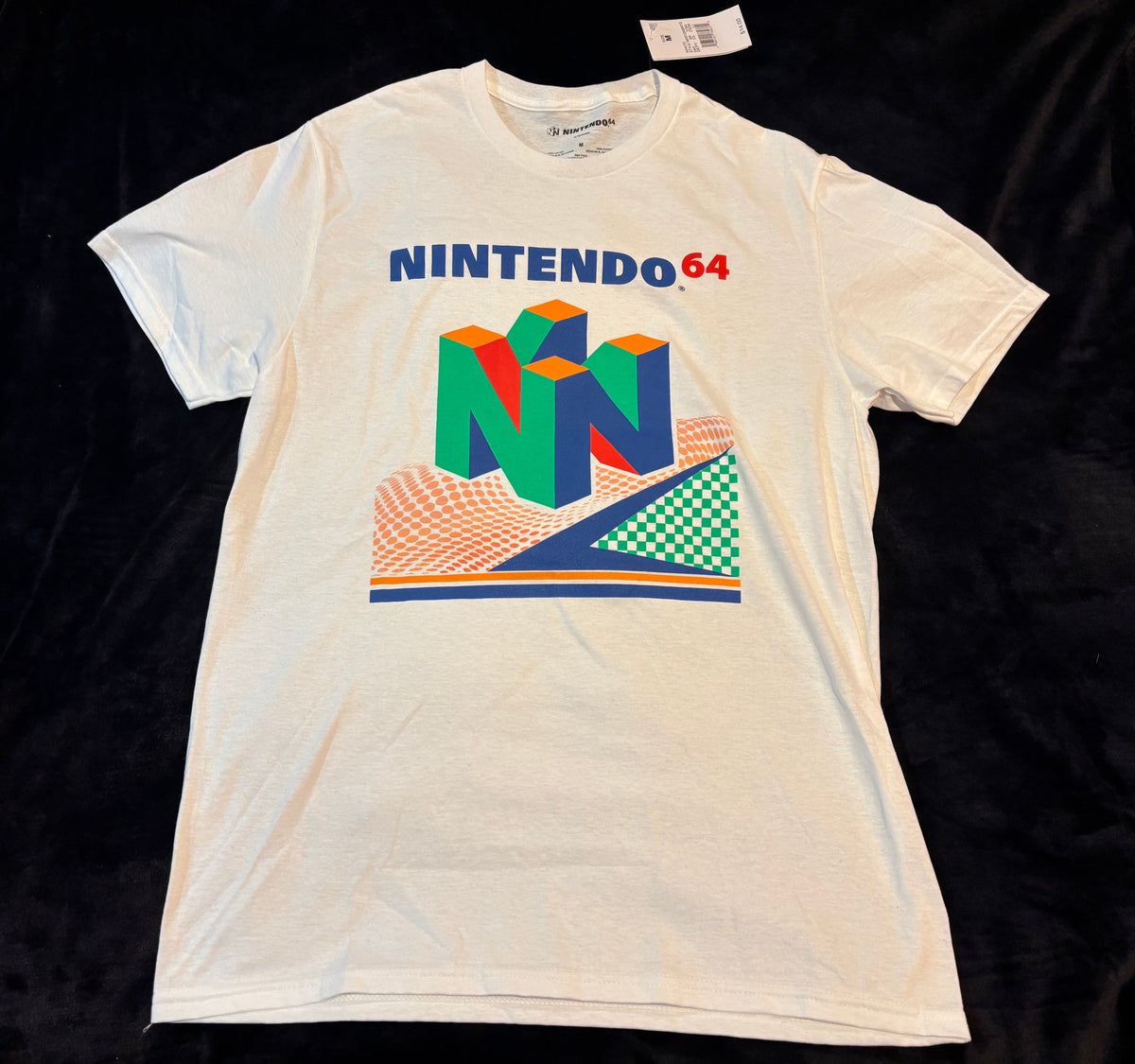 White Nintendo 64 logo graphic T-shirt, front, new with tags