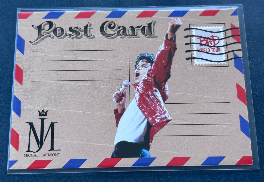 Michael Jackson Bad World Tour Keepsake postcard card front - red sequined jacket