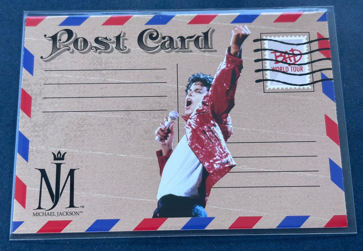 Michael Jackson Bad World Tour Keepsake postcard card front - red sequined jacket