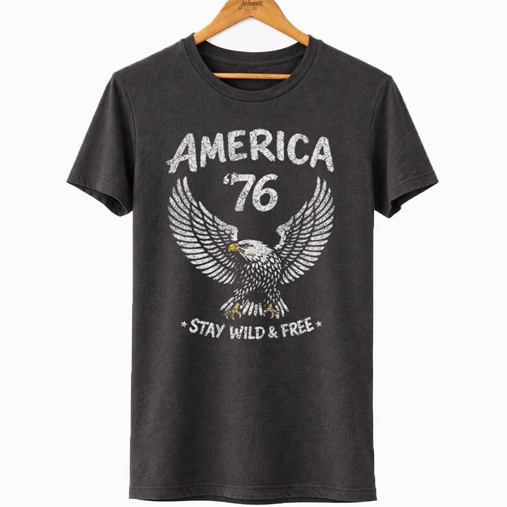 Johnny Threads America 76 Vintage Eagle USA Patriotic Graphic Tee Mens NEW