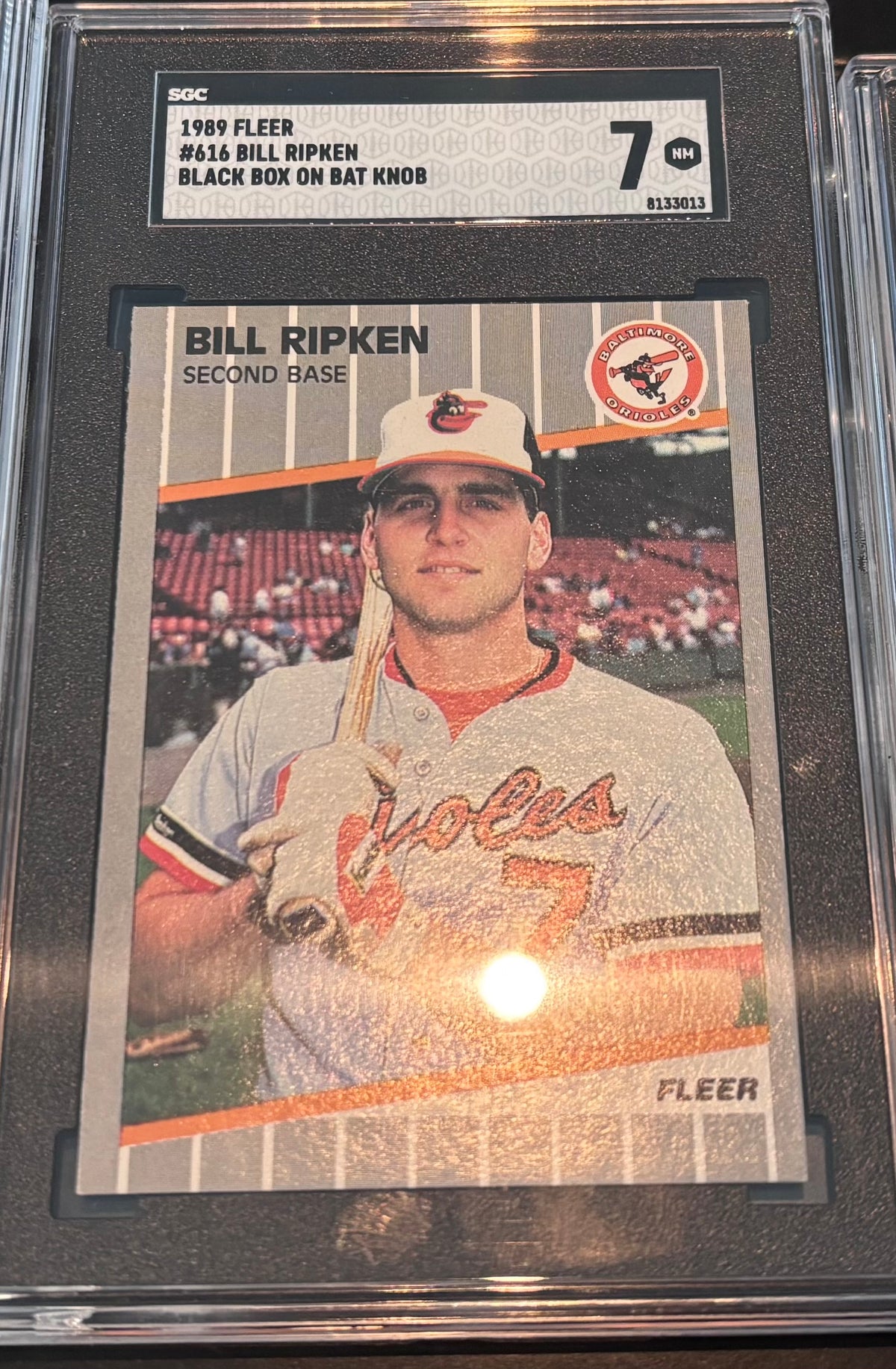 1989 Fleer Bill Ripken #616 Black Box on Bat Knob – SGC 7 NM