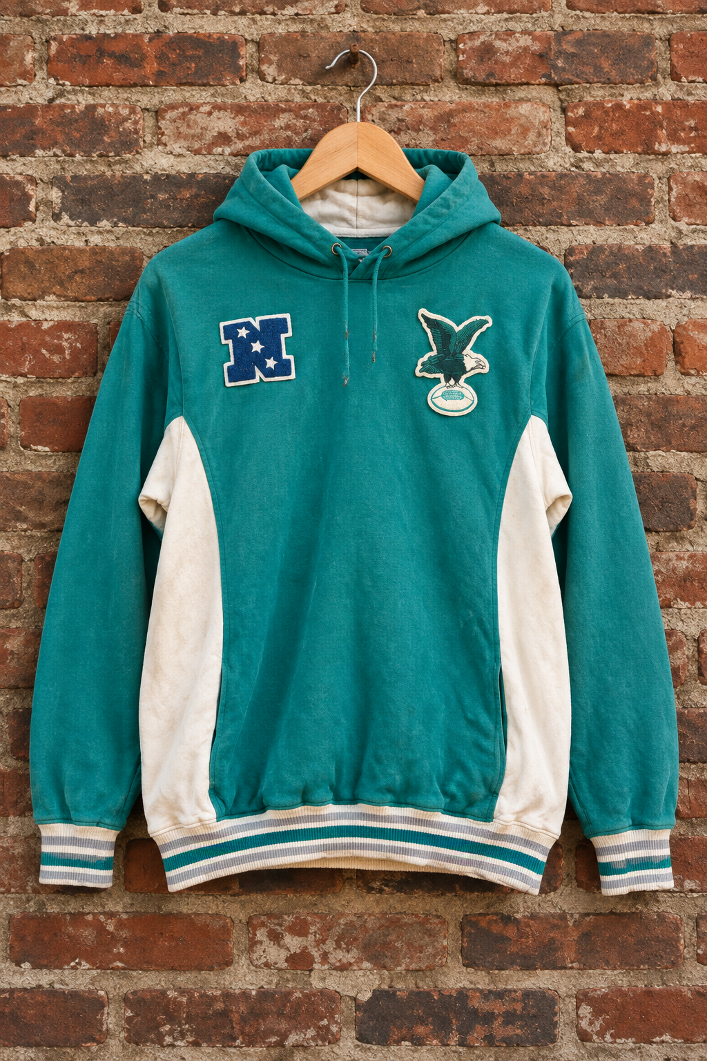 Mitchell & Ness Philadelphia Eagles Throwback Chenille Patch Hoodie Green Men’s 2XL