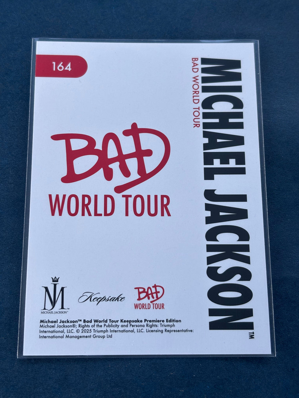 Michael Jackson Bad World Tour Keepsake Holo Card #164 - White Hat & Suit