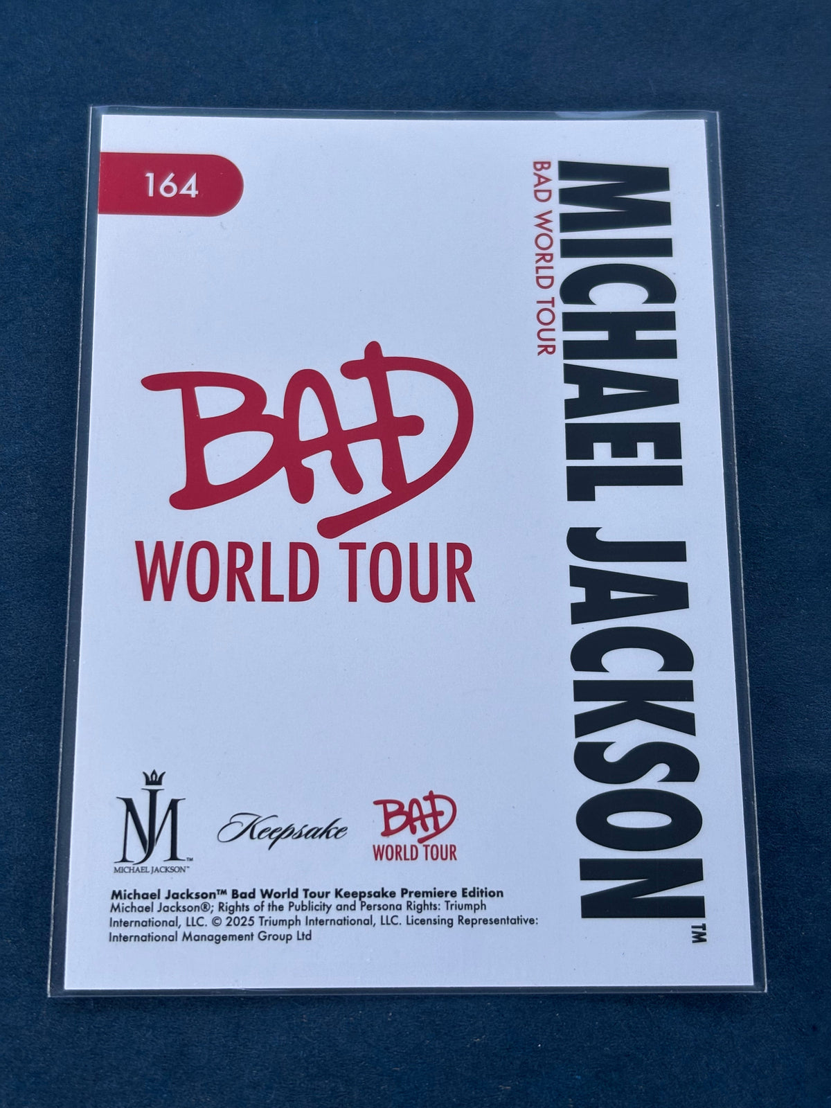 Michael Jackson Bad World Tour Keepsake Holo Card #164 - White Hat & Suit