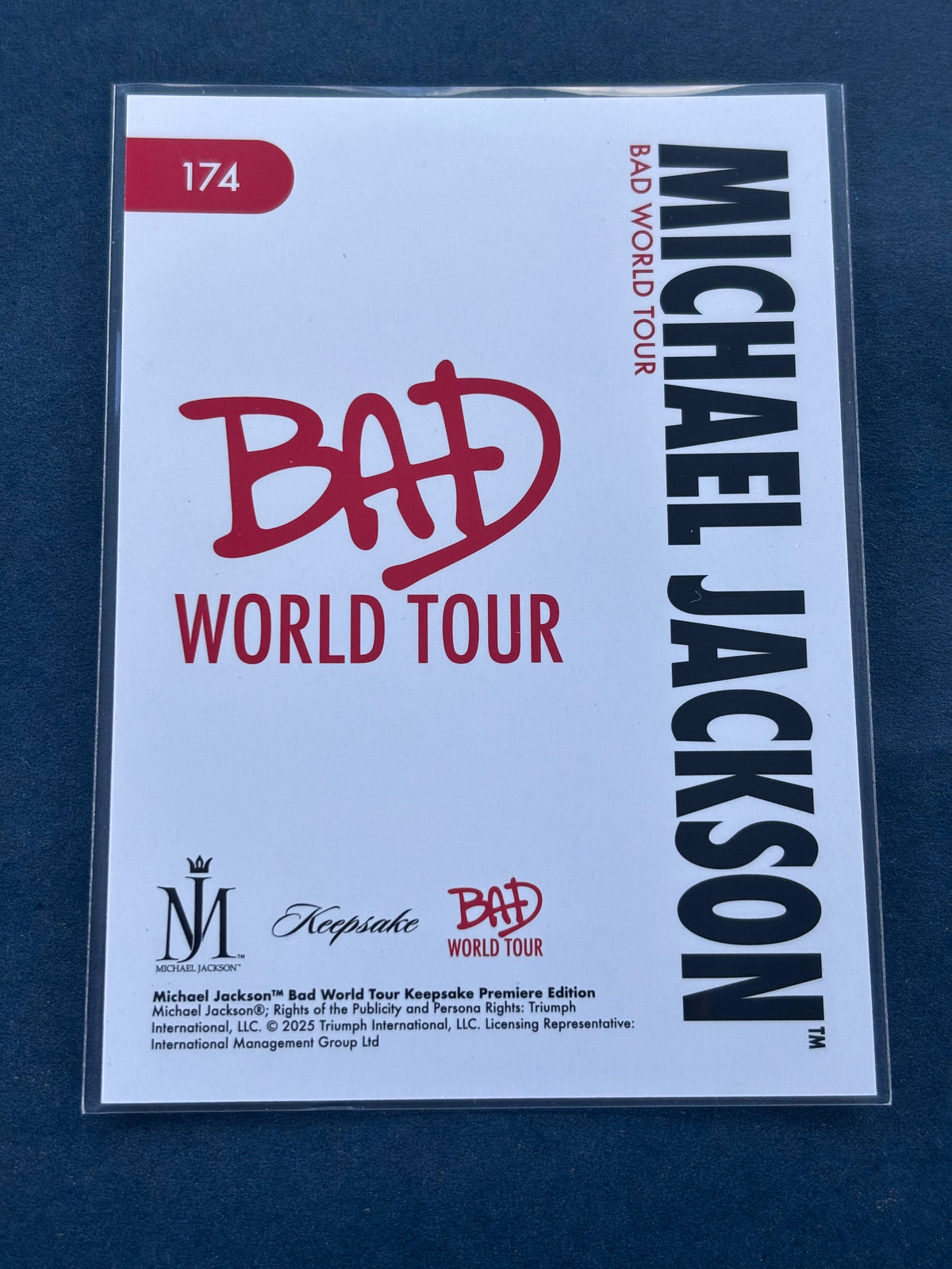 Michael Jackson Bad World Tour Keepsake Holo Card #174 - White Studded Jacket Dance Pose