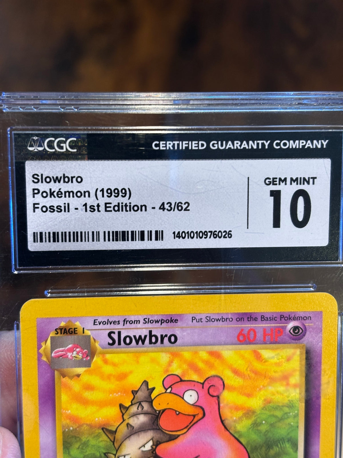 1999 Pokémon Slowbro 43/62 Fossil 1st Edition – CGC 10 Gem Mint