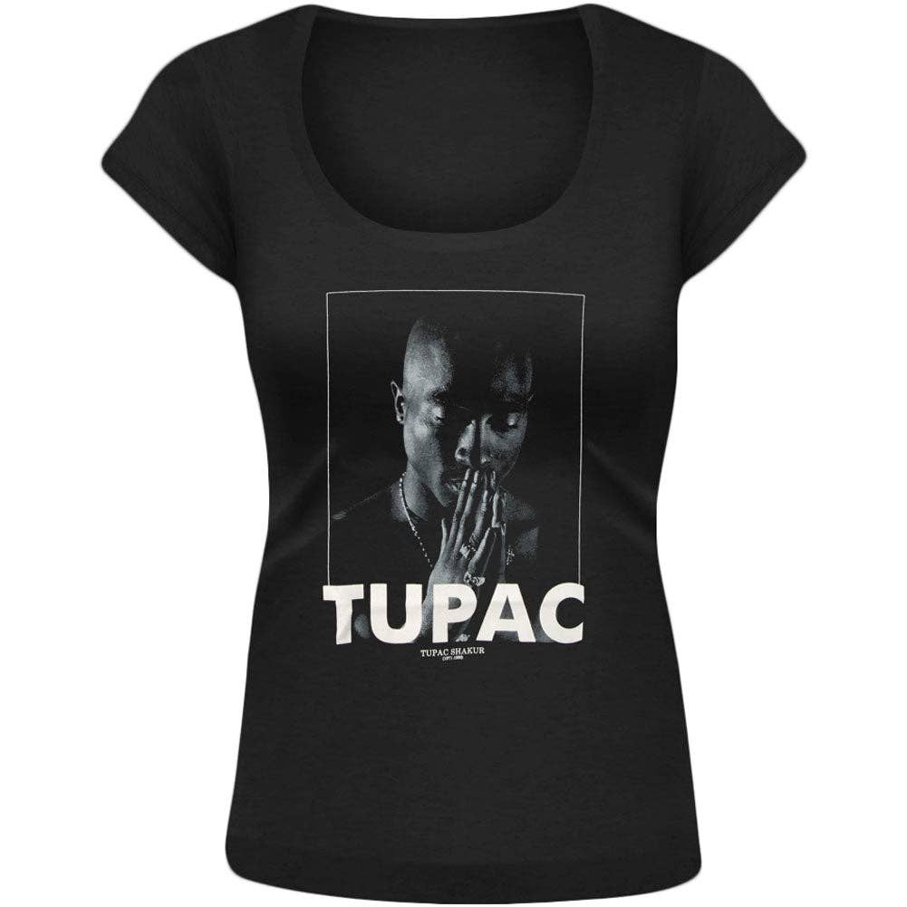 Tupac Praying Photo Plus Size Tee 90s Hip Hop Rap Rockabilia Womens XL NEW