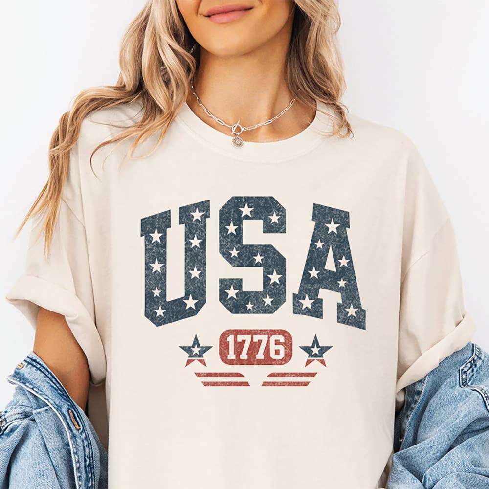 Johnny Threads USA 1776 4th Of July Patriotic Americana Graphic Tee Mens NEW