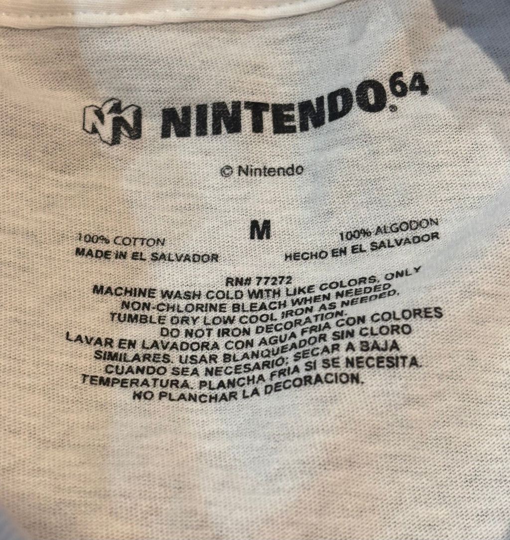 Nintendo 64 tag, size M, 100% cotton, made in El Salvador