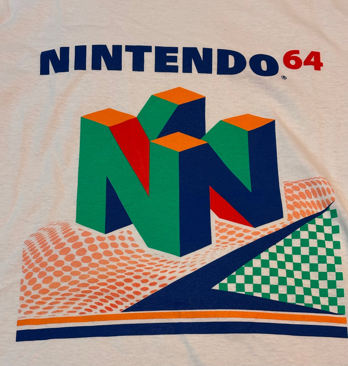 Close-up of Nintendo 64 3D N logo graphic