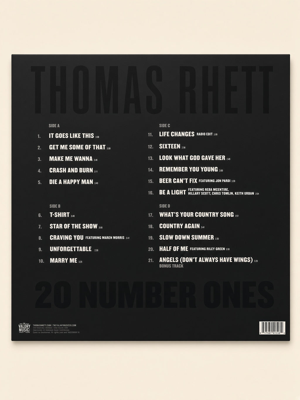 20 Number Ones - Thomas Rhett (2 LP Vinyl)