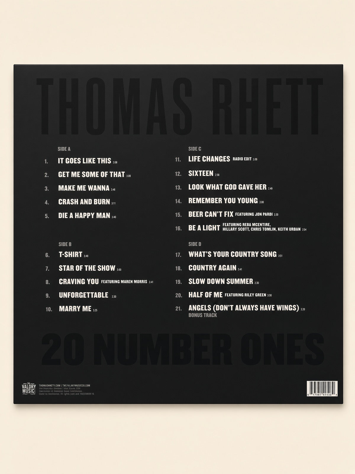 20 Number Ones - Thomas Rhett (2 LP Vinyl)