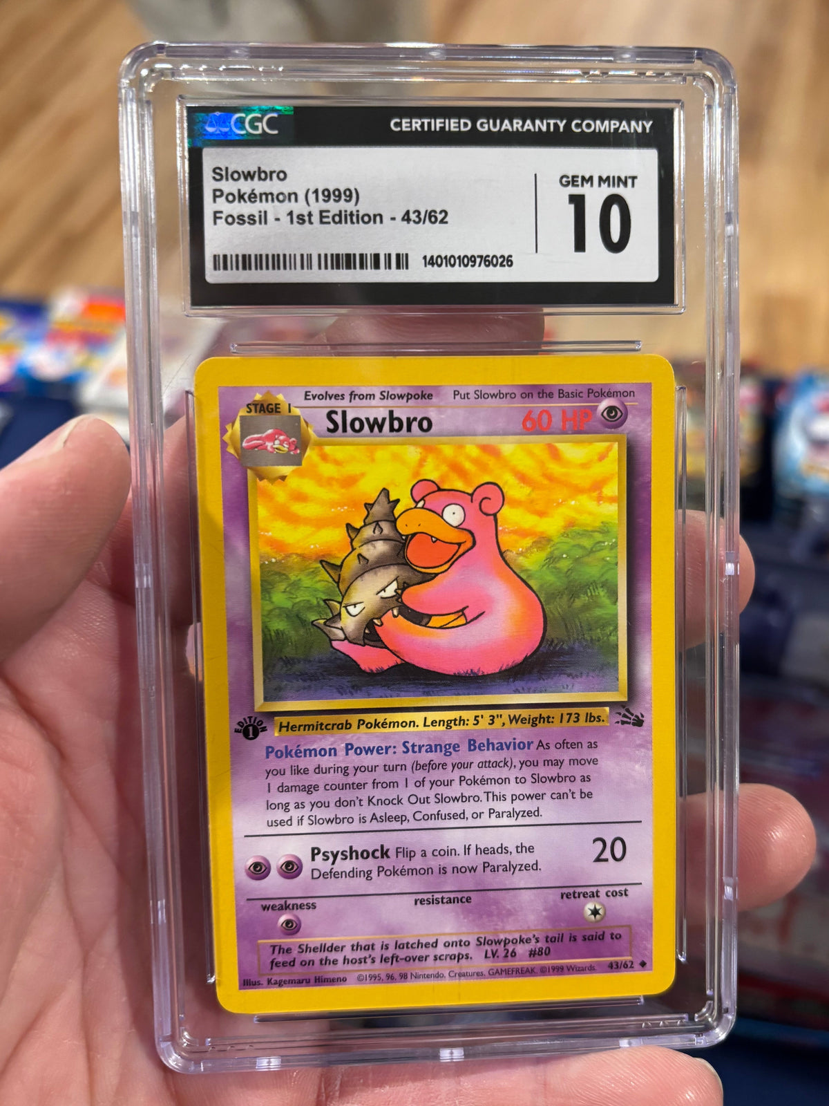 1999 Pokémon Slowbro 43/62 Fossil 1st Edition – CGC 10 Gem Mint