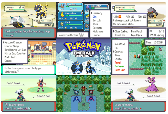 Pokemon Emerald Imperium GBA ROM Hack Video Game Boy Advance retro video game — Mac's Retro Hub
