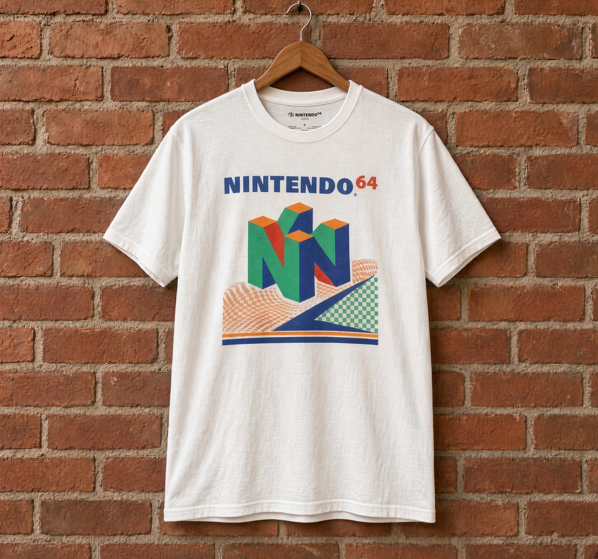 Nintendo 64 Retro 3D Logo Graphic T-Shirt – White, Medium (New with Tags) graphic t-shirt — Mac's Retro Hub