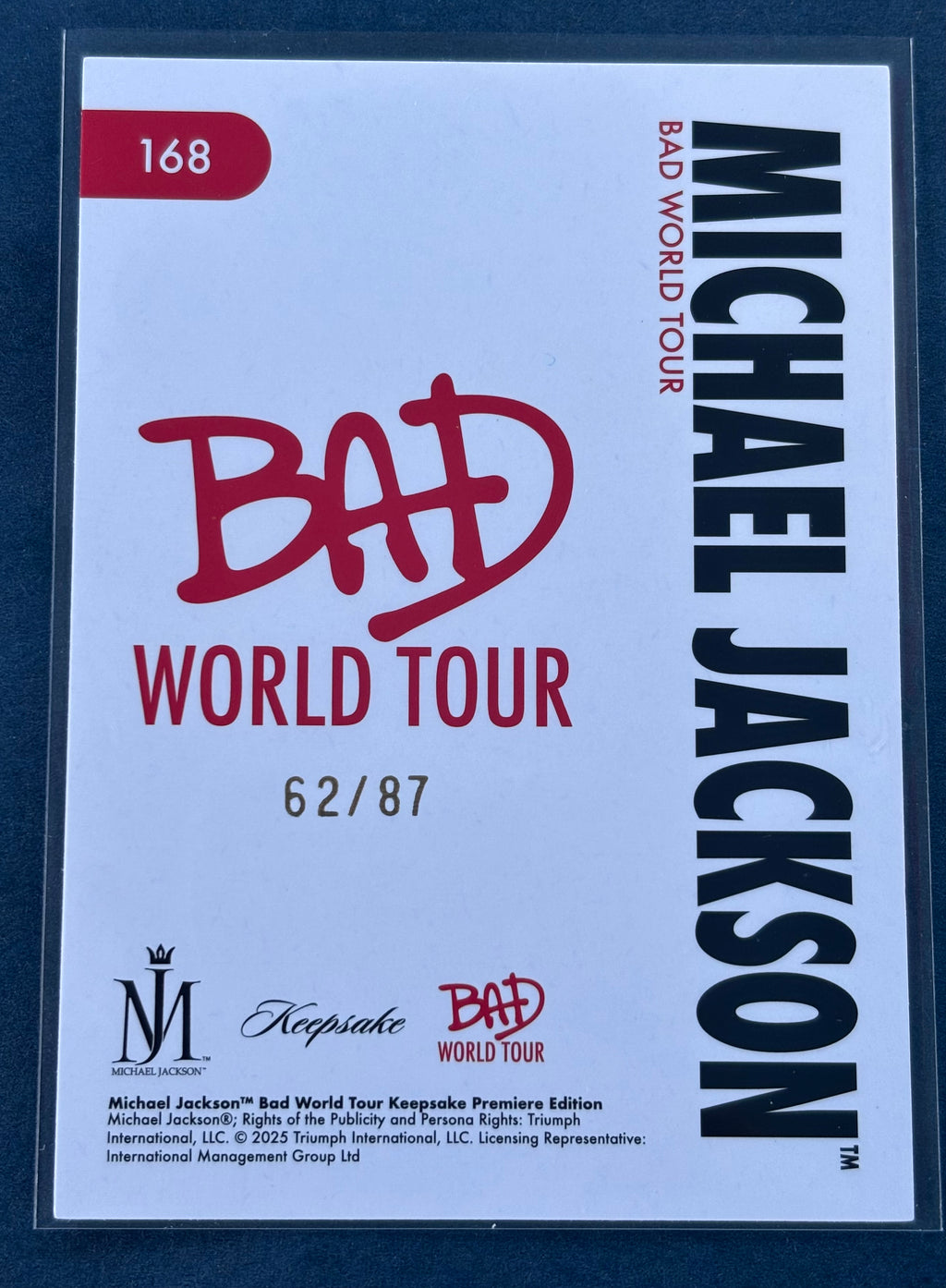 Michael Jackson Bad World Tour Keepsake Parallel Card #168 - Red Jacket - Numbered 62/87