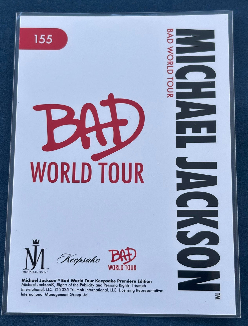 Michael Jackson Bad World Tour Keepsake Holo Card #155- Black Military Jacket