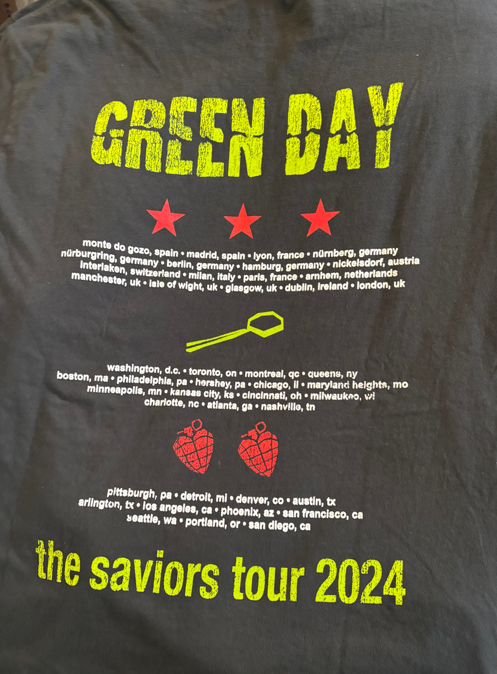 Green Day 2024 Saviors Tour Long-Sleeve Shirt graphic t-shirt — Mac's Retro Hub - photo 2