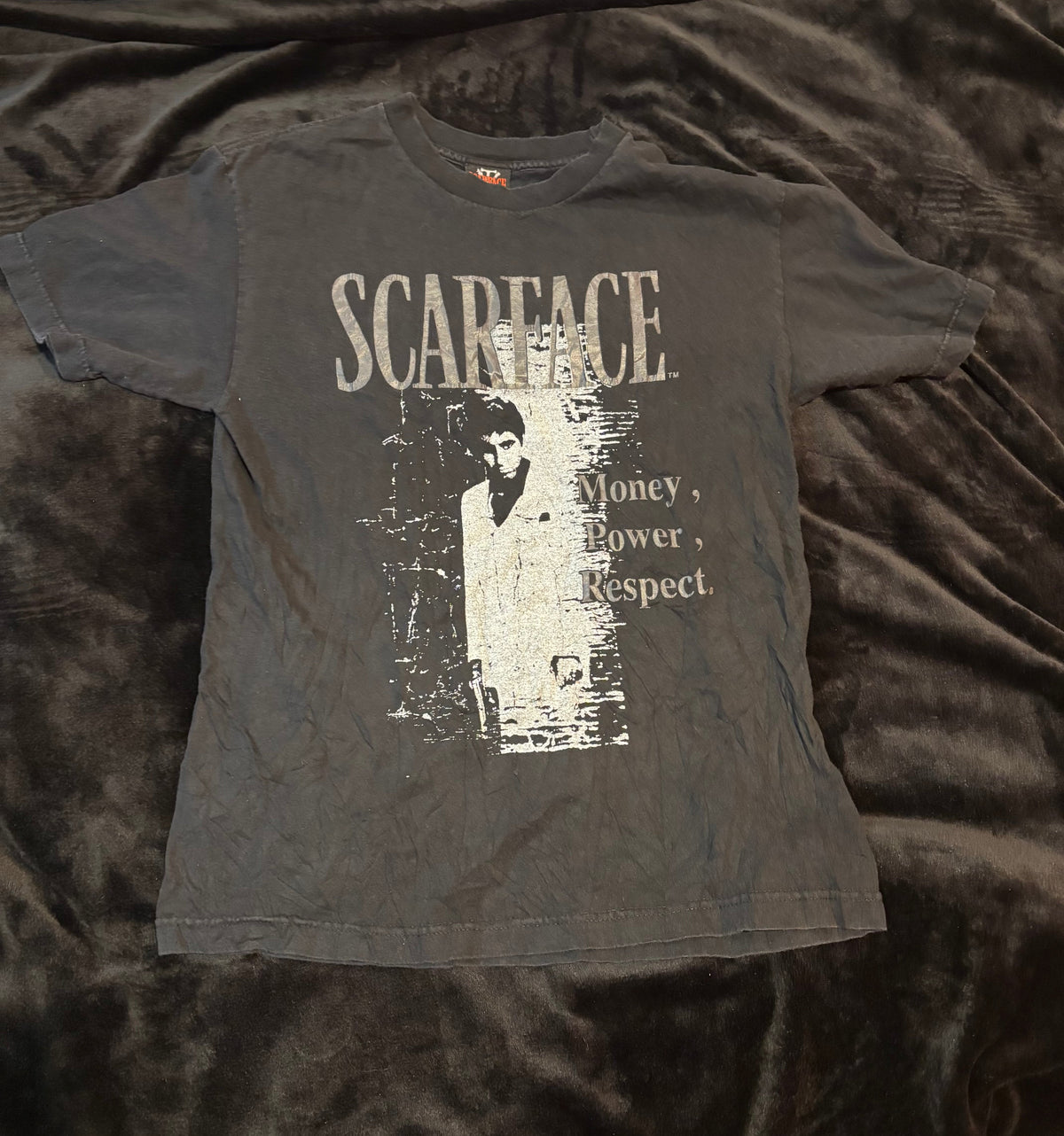 Vintage Scarface Money Power Respect tee front