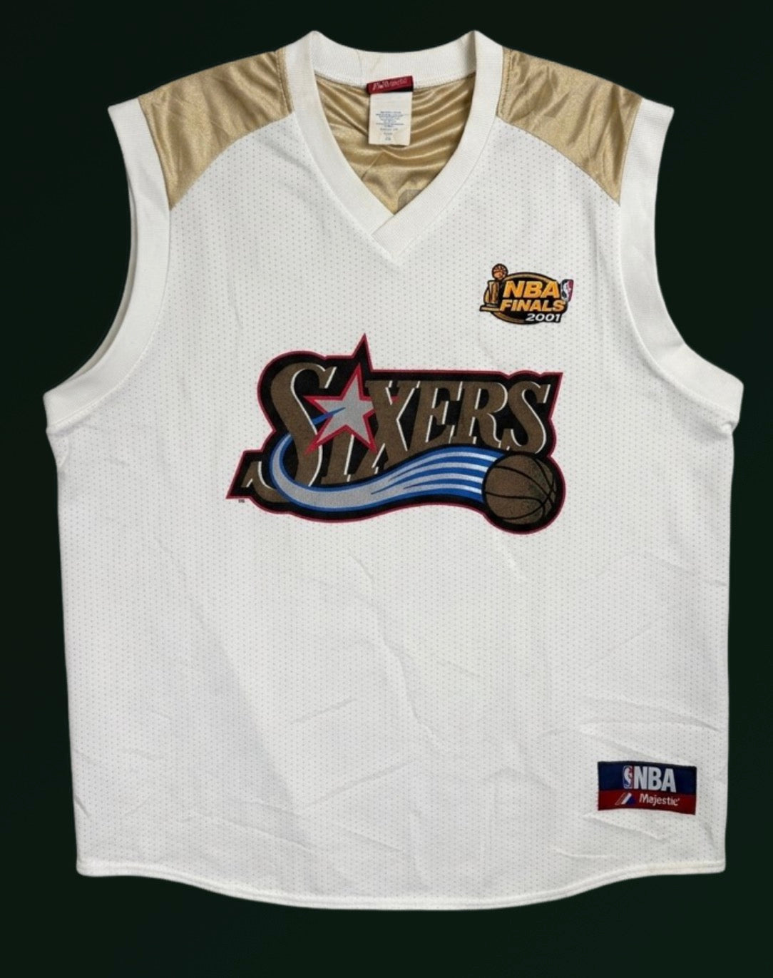 Vintage Majestic Philadelphia 76ers Allen Iverson #3 2001 NBA Finals Basketball Jersey
