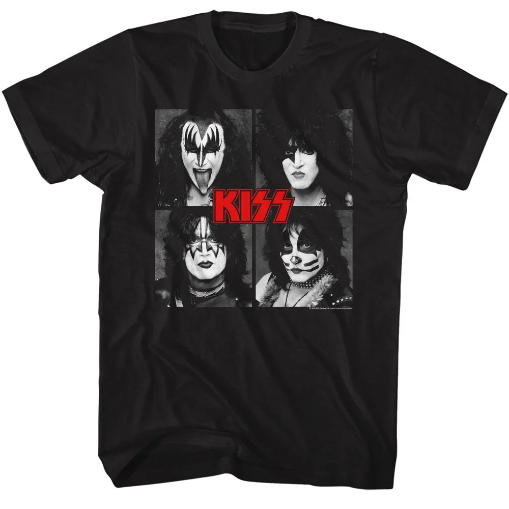 KISS Four Squares Band Photo Mens T-shirt Officially Licensed - Big & Tall