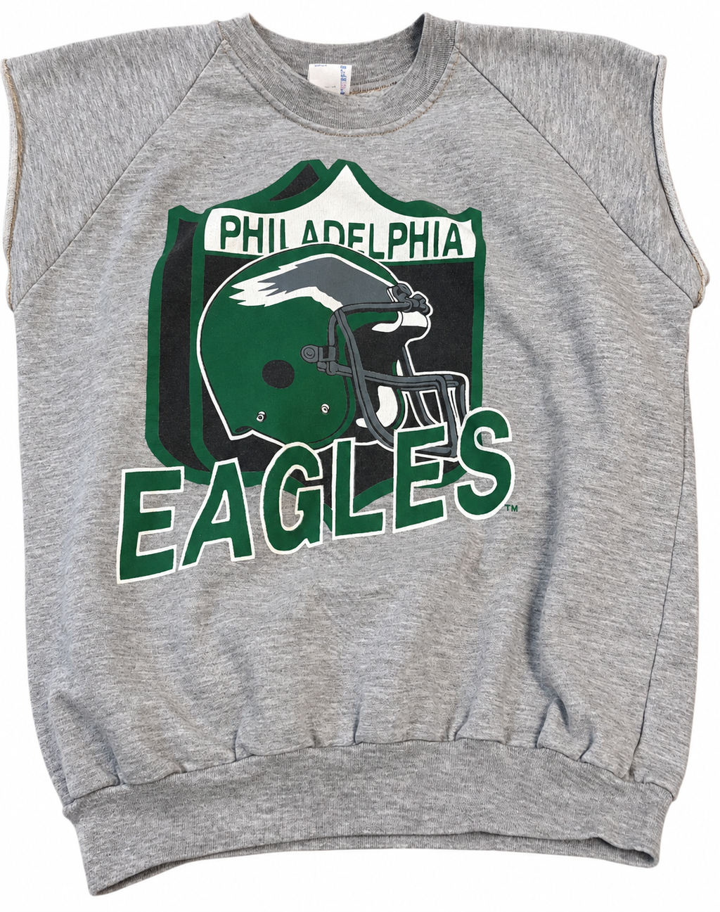 Vintage Philadelphia Eagles Helmet Sleeveless Sweatshirt graphic t-shirt — Mac's Retro Hub - photo 2