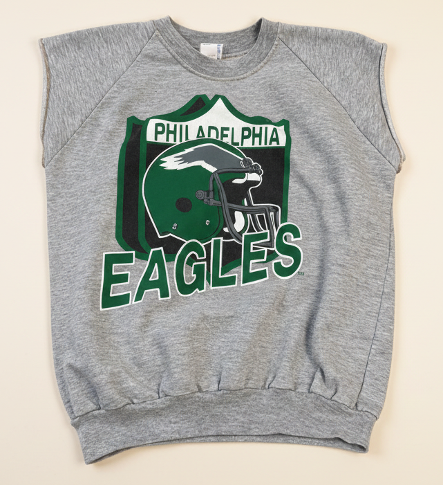 Vintage Philadelphia Eagles Helmet Sleeveless Sweatshirt graphic t-shirt — Mac's Retro Hub
