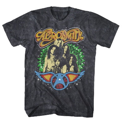Aerosmith Tour band photo mineral wash black t-shirt