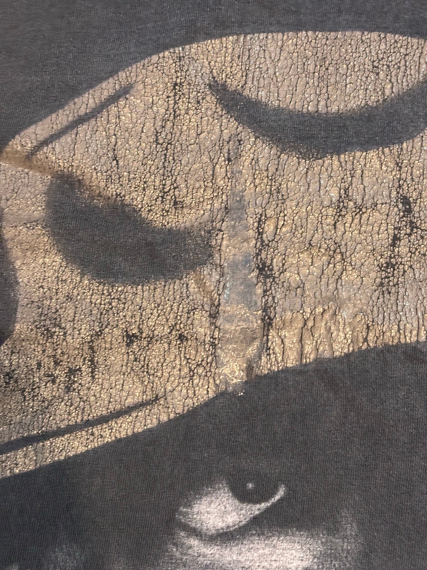 Biggie Smalls face and crown print close up