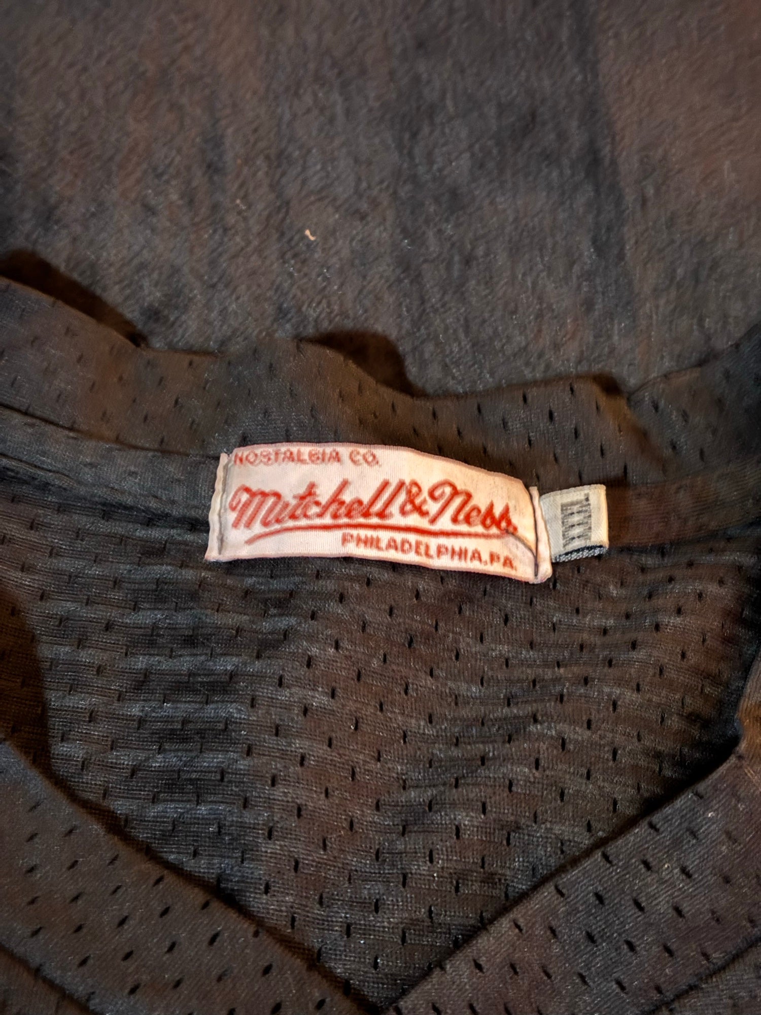 Mitchell & Ness Nostalgia Co Philadelphia PA neck tag