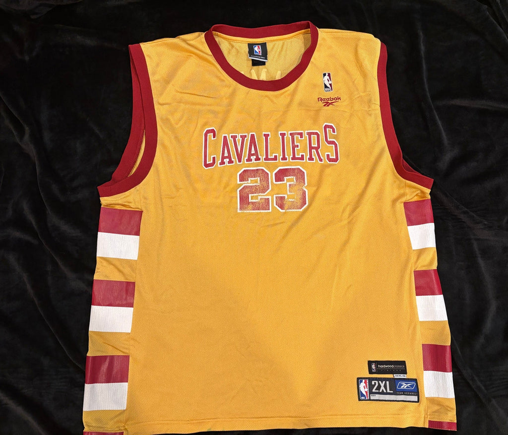 Reebok Cleveland Cavaliers LeBron James #23 Hardwood Classics gold throwback jersey front