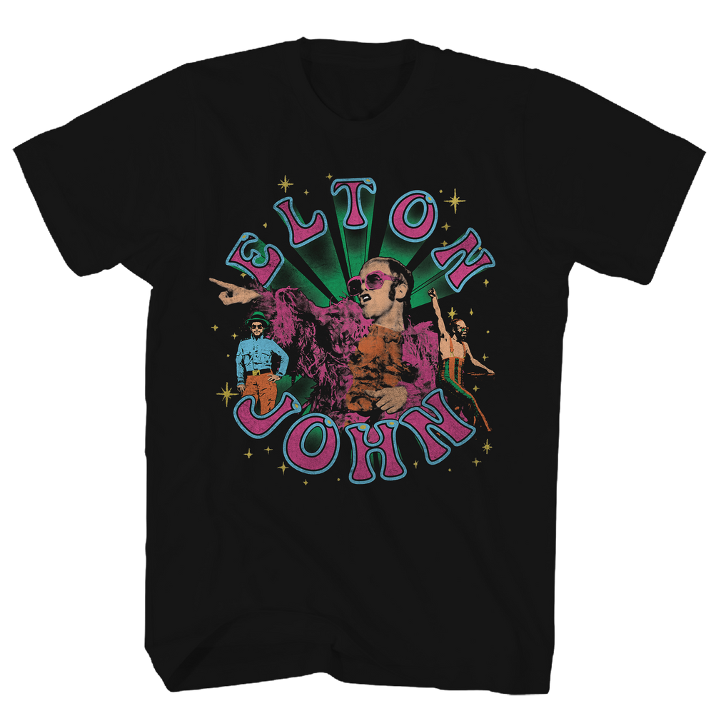 Elton John Images Tee - Black