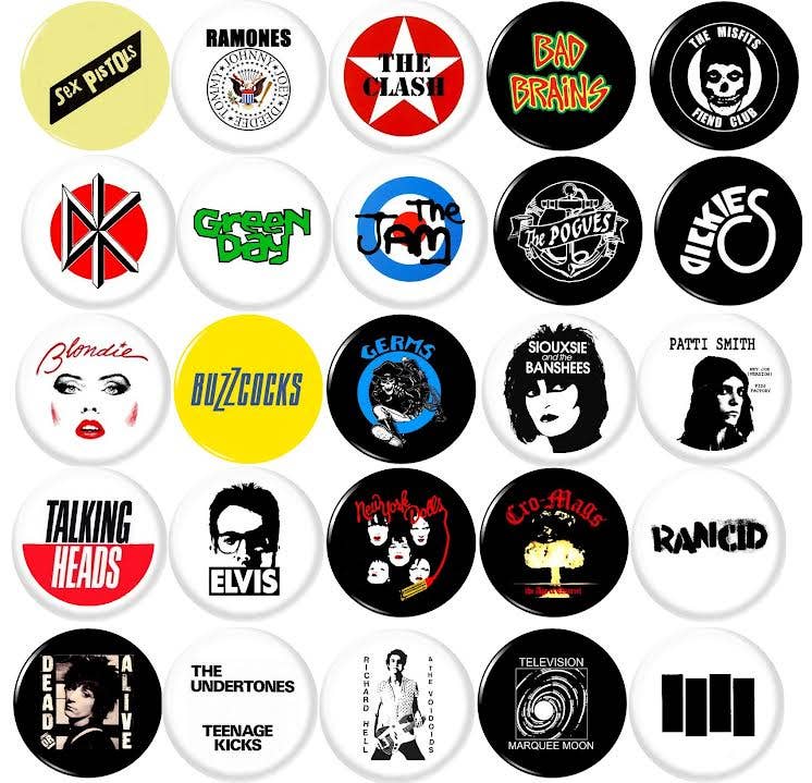 Pinbax Express - Punk bands #1 x 25 1"inch(25mm) pins record store rock shirt