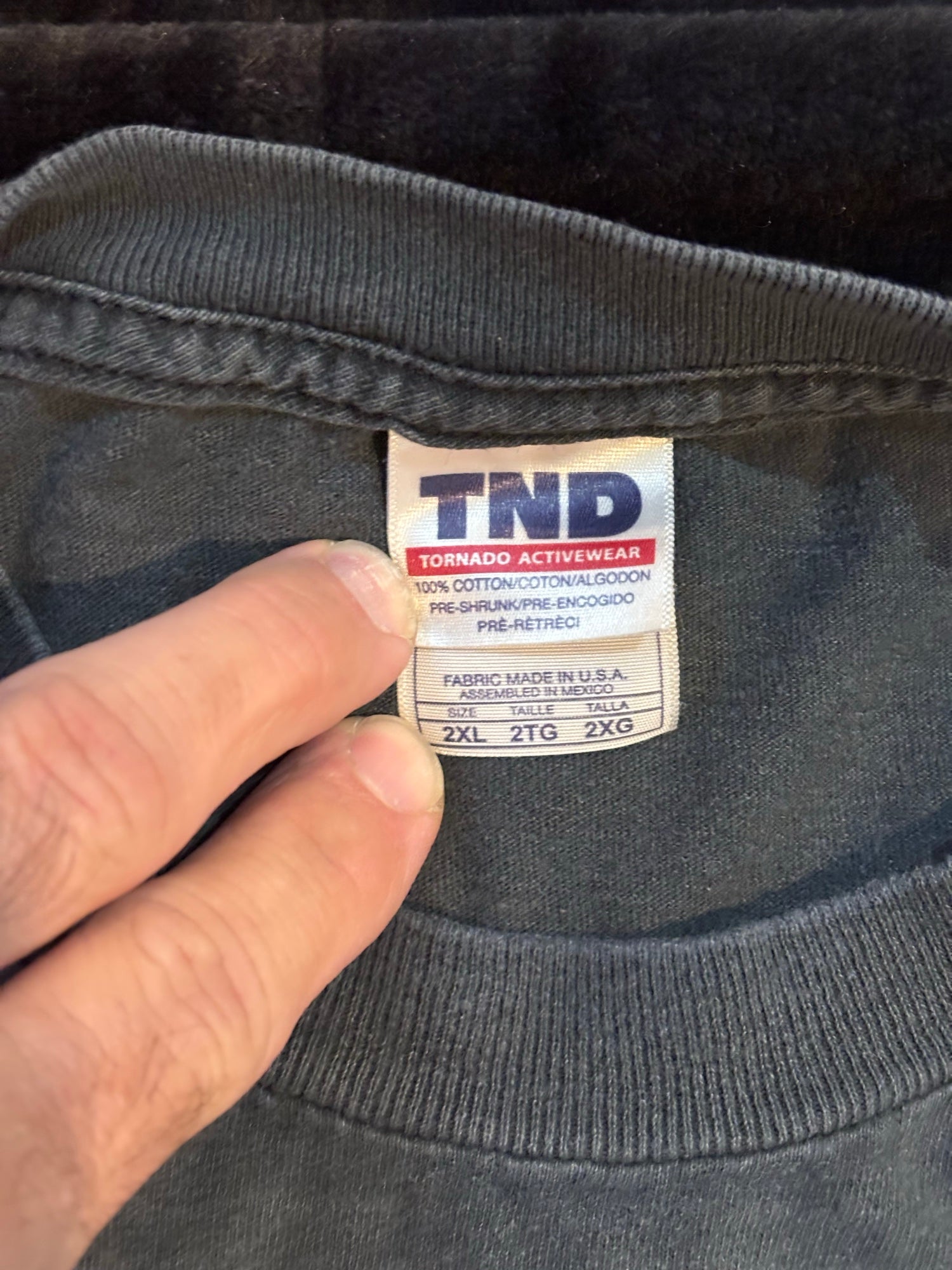 TND Tornado Activewear 2XL neck tag