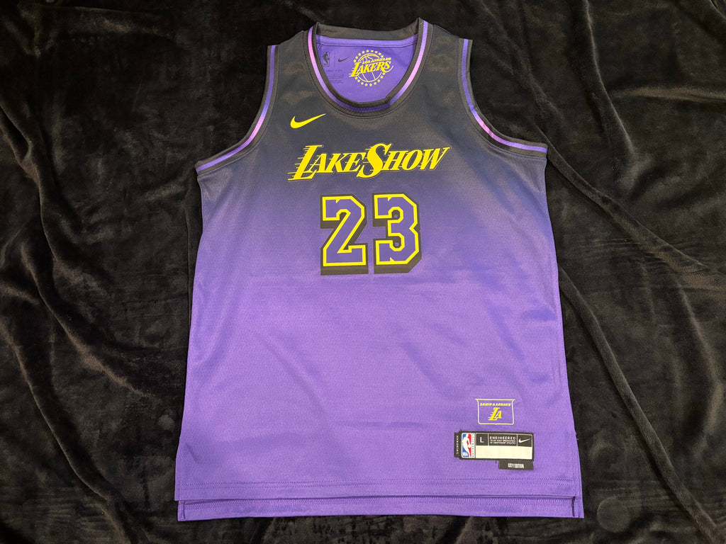 Nike Los Angeles Lakers LeBron James Lake Show City Edition jersey front