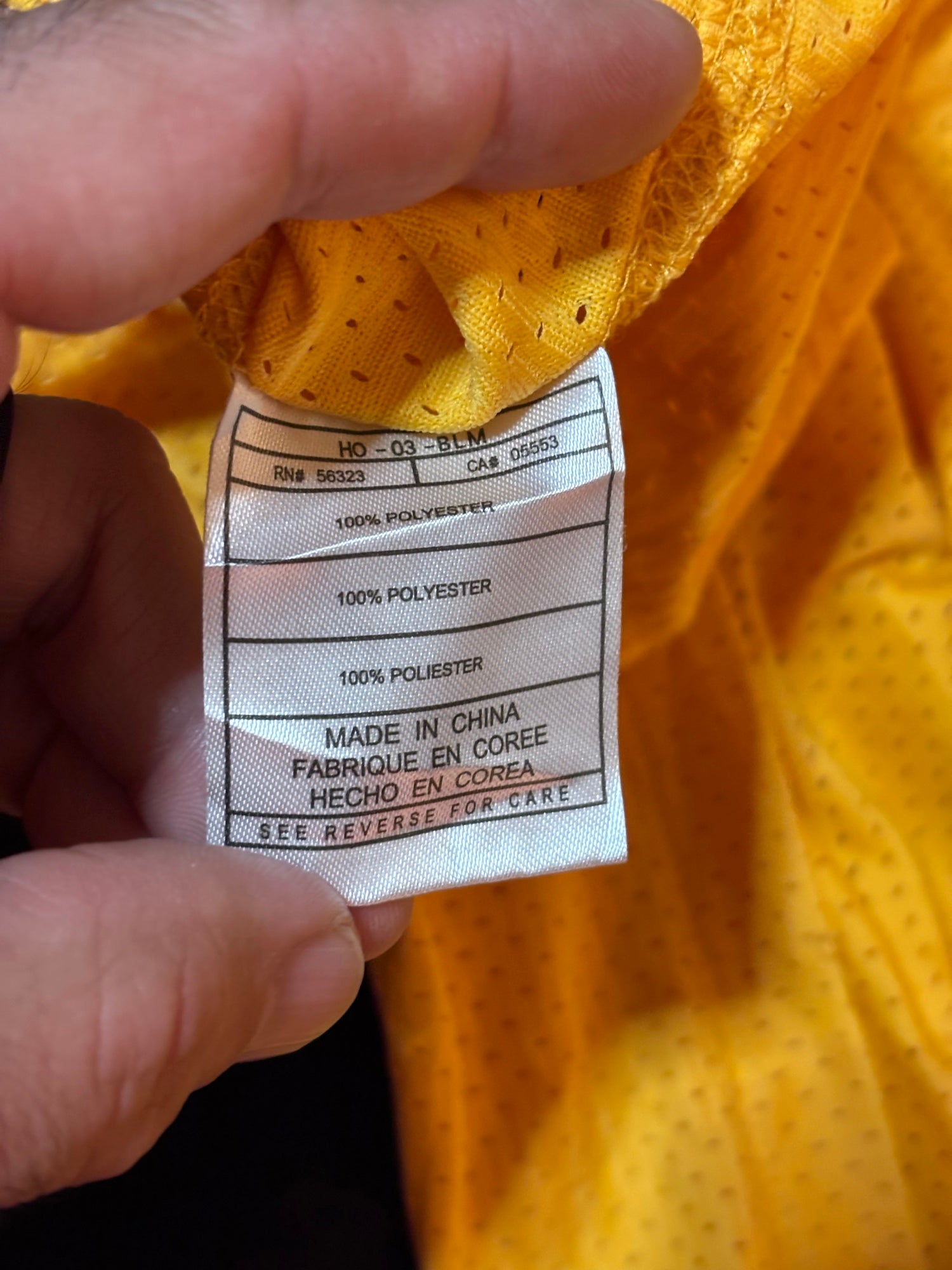 Mitchell & Ness Nostalgia Co care tag inside jersey