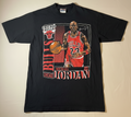 Vintage 1990 Nutmeg Mills Michael Jordan Player Card Chicago Bulls T-Shirt L graphic t-shirt — Mac's Retro Hub