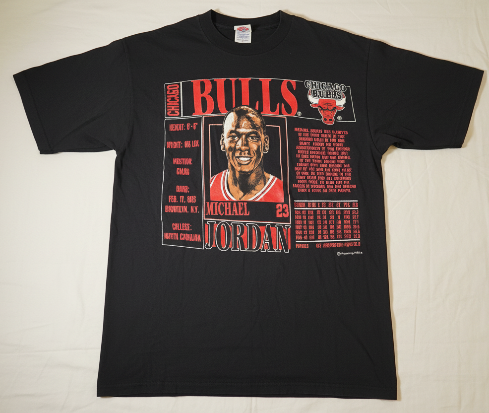 Vintage 1990 Nutmeg Mills Michael Jordan Player Card Chicago Bulls T-Shirt L graphic t-shirt — Mac's Retro Hub - photo 2